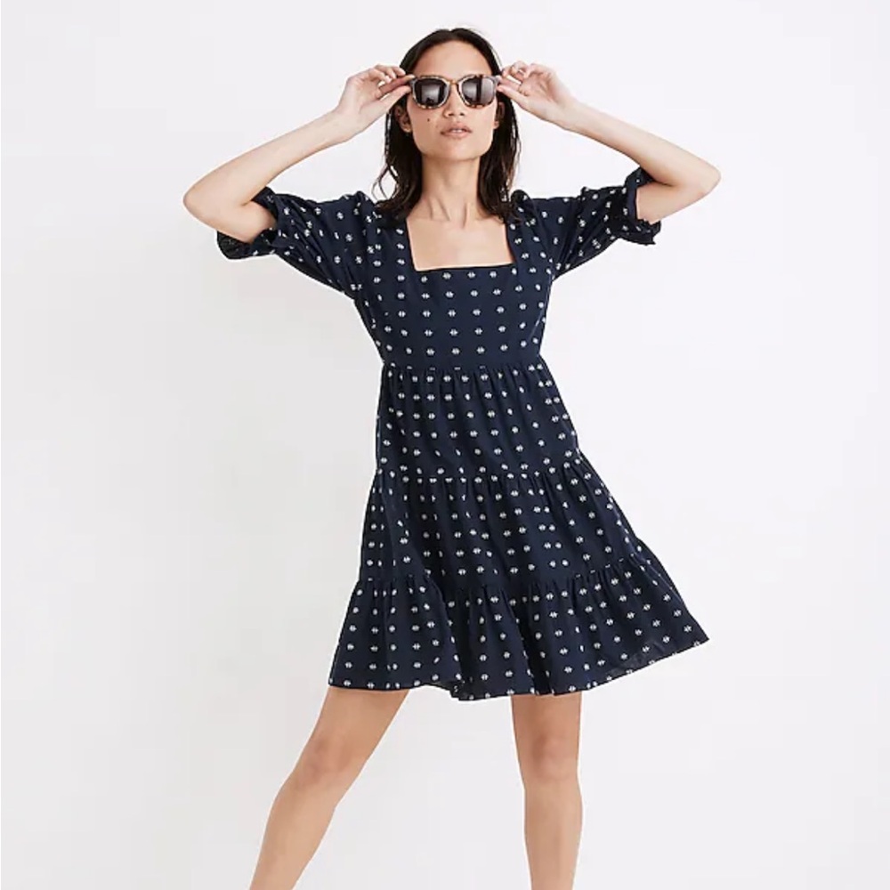 Madewell Square-neck Puff-sleeve Babydoll Dress